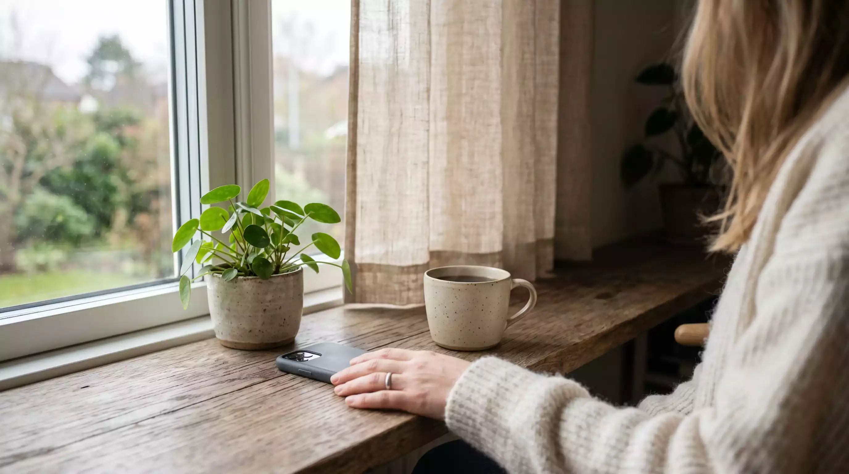 Person tager en pause fra mobiltelefonen — symbolik for ROFUS-selvudelukkelse og ansvarligt spil